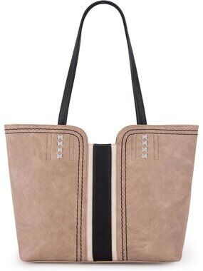 Women's Tan Black Vegan Leather Classy Look West Tote Handle Satchel Purse
